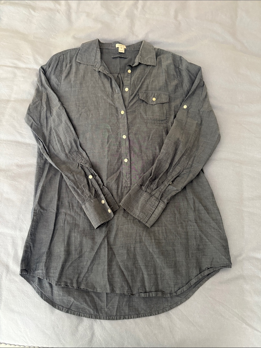 J. Crew Women's denim Button-Front Tunic Shirt